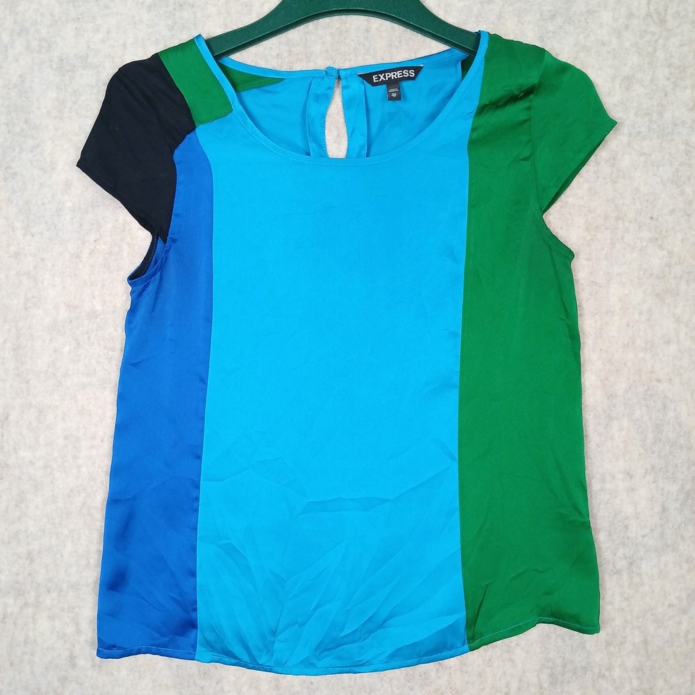 Express Colorblock Cap Sleeve Top Keyhole Back Women's XS Spring 2012
